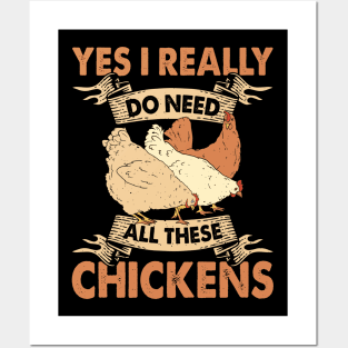 Yes I Really Do Need All These Chickens T Shirt For Women T-Shirt Posters and Art